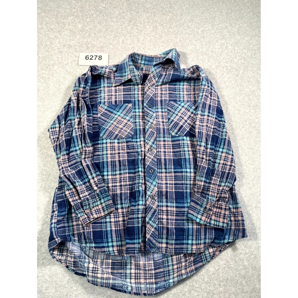 Solo Flannel Shirt Mens Large Multicolor‎ Plaid Cotton Collared Button Up Casual